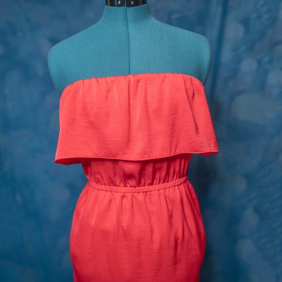BCBGMAXAZRIA Strapless Ruffle-Top Red Berry Dress – Size XXS – Mini Dress - Picture 2 of 7